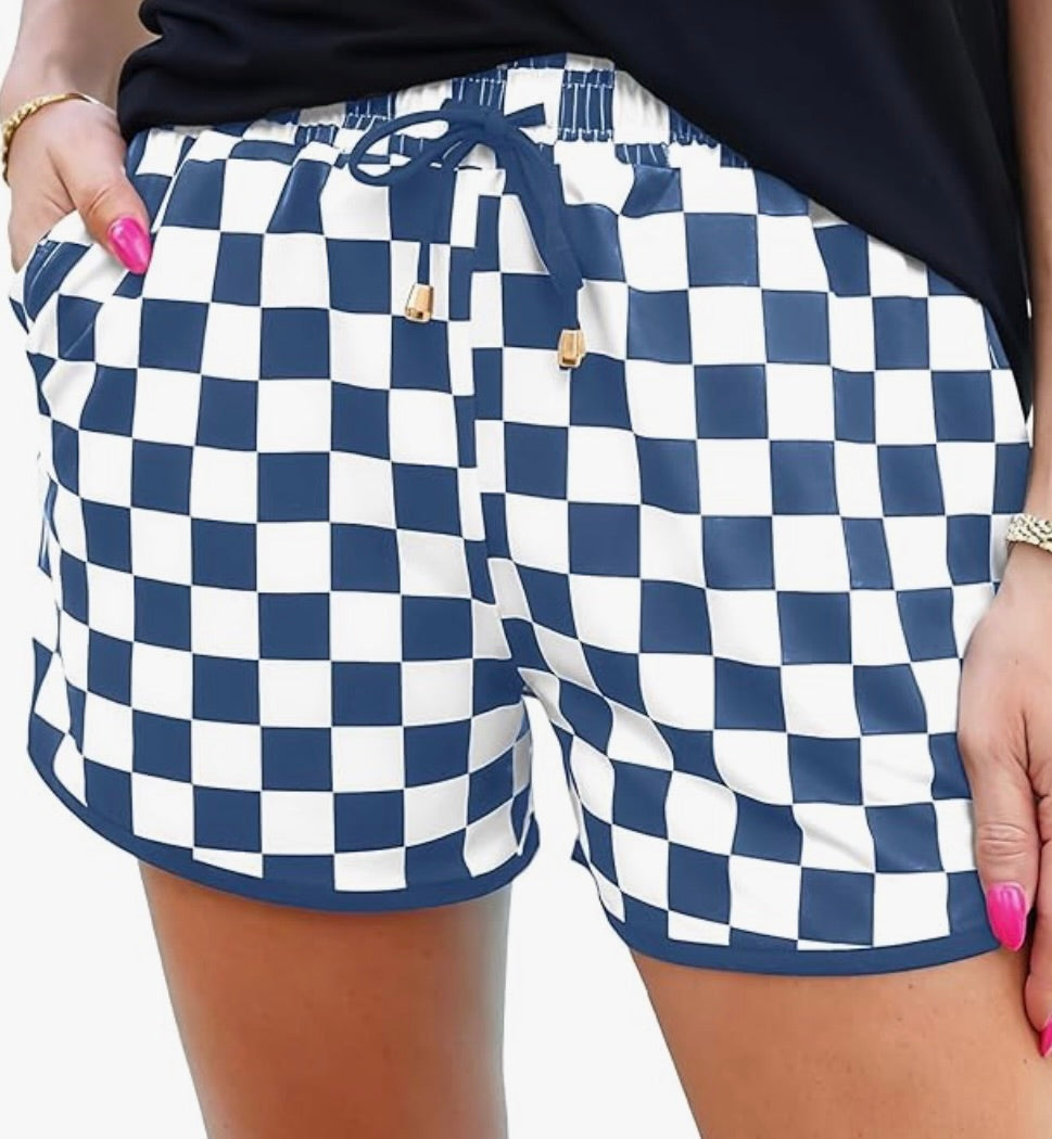 Women's Drawstring Checkered Shorts