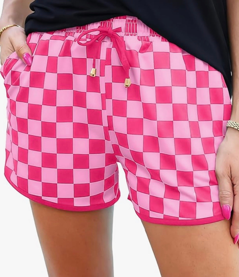 Women's Drawstring Checkered Shorts