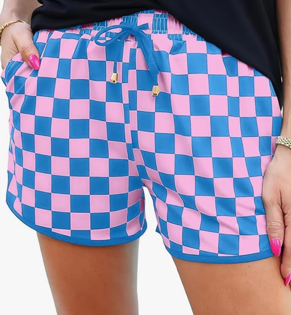 Women's Drawstring Checkered Shorts