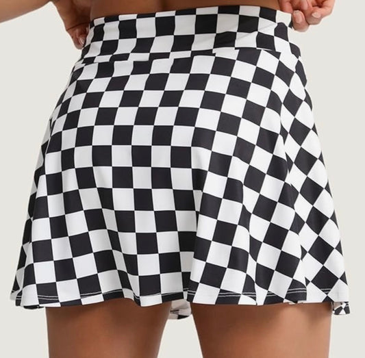 Women's High Waisted Checkered Skirt