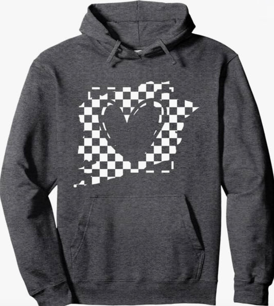 Heart Checkered Flag Hoodie