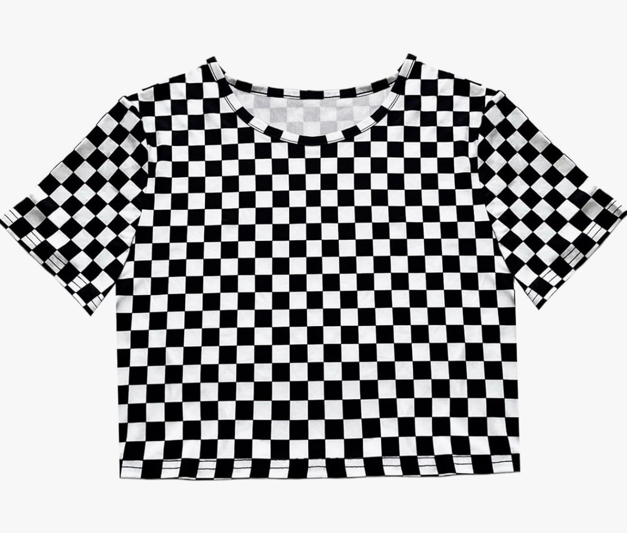 Checkered Crop Top T-Shirt