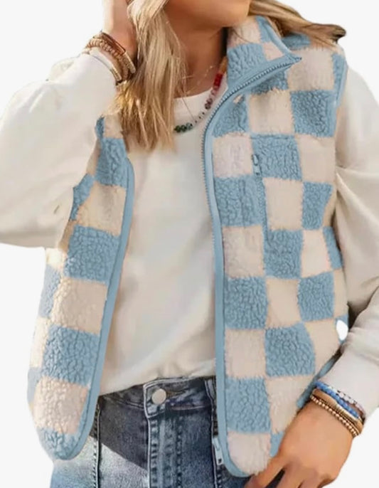Checkered Sherpa Vest