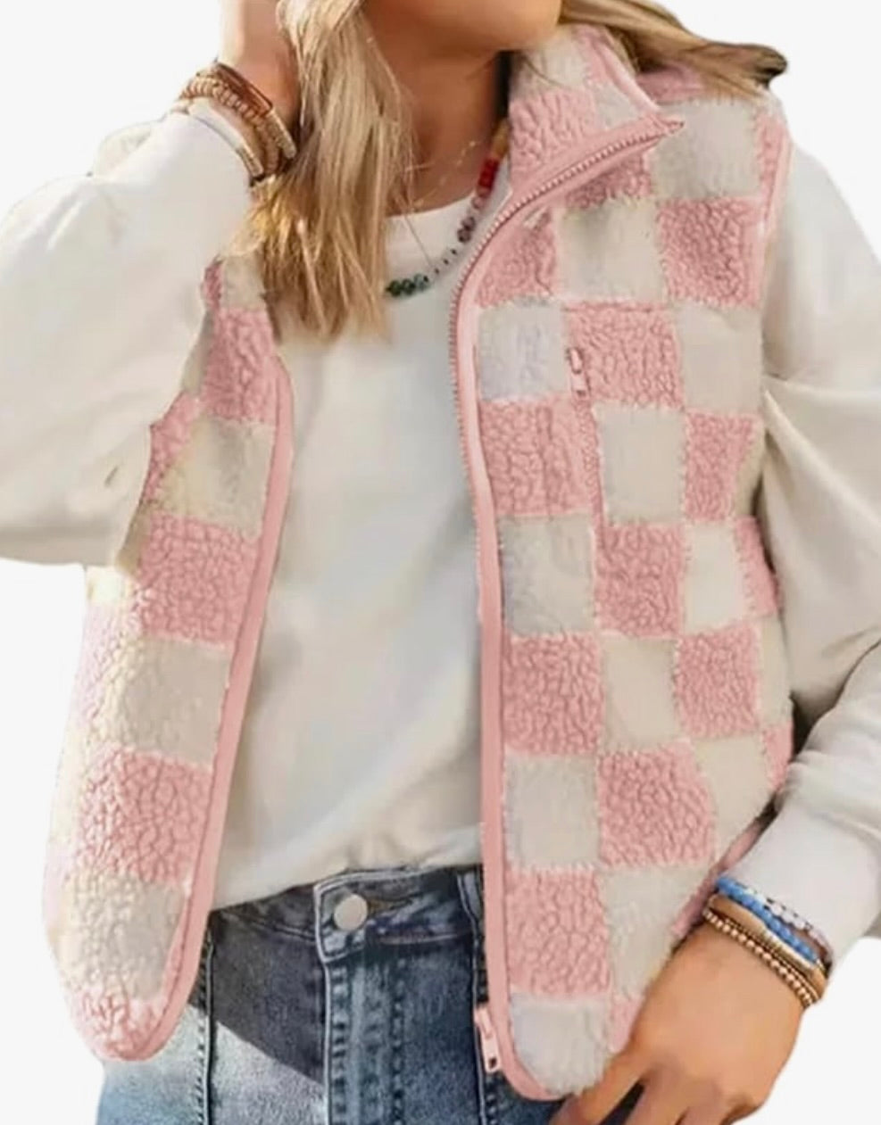 Checkered Sherpa Vest