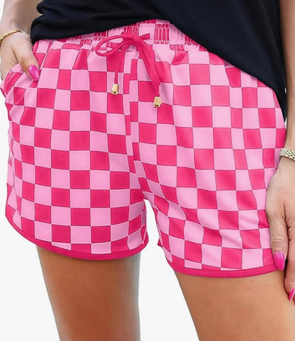 Women's Drawstring Checkered Shorts