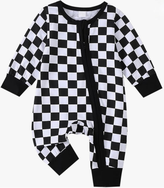 Baby Zippered Checkered Onesie
