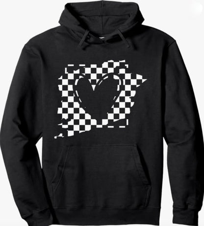 Heart Checkered Flag Hoodie