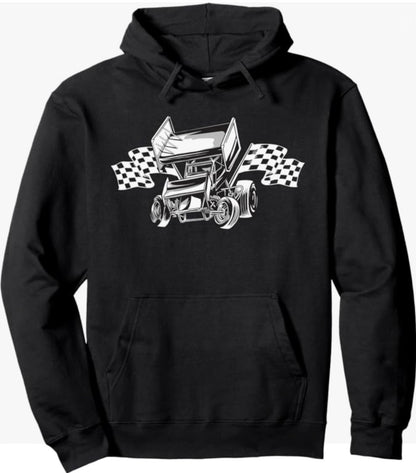 Sprint Car with Checkered Flags Hoodie
