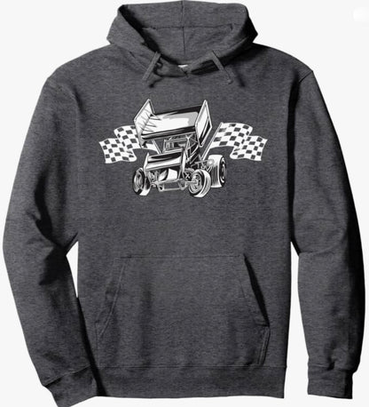 Sprint Car with Checkered Flags Hoodie