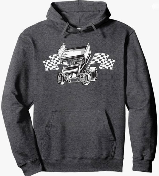 Sprint Car with Checkered Flags Hoodie