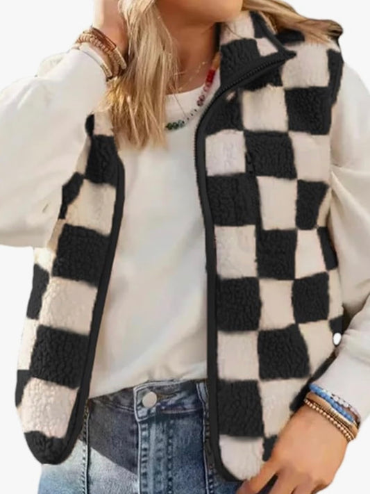 Checkered Sherpa Vest