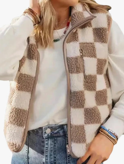 Checkered Sherpa Vest