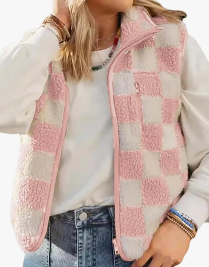 Checkered Sherpa Vest